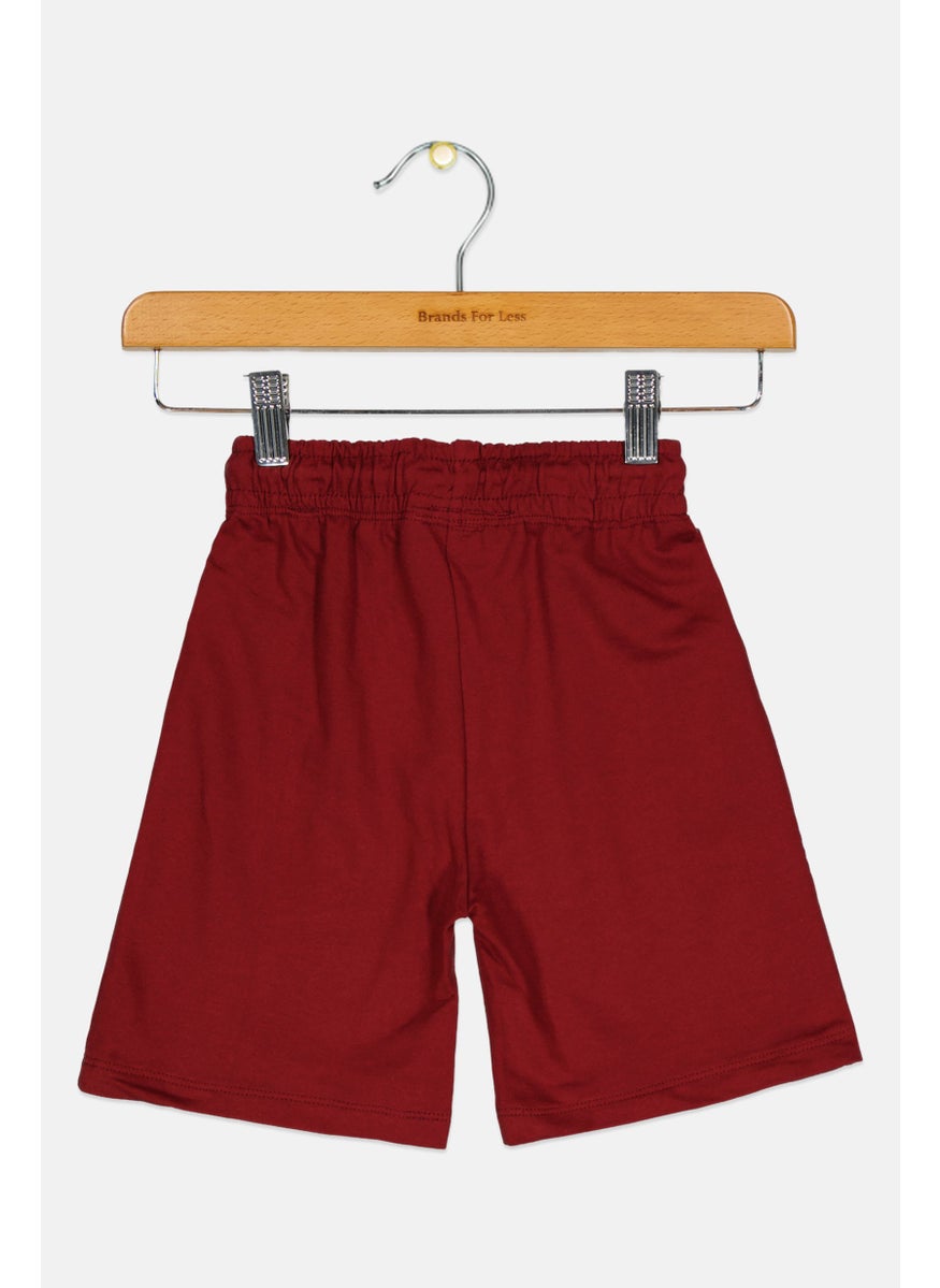 Harry Potter Kids Boy Brand Logo Basic Shorts, Maroon  - Image 2