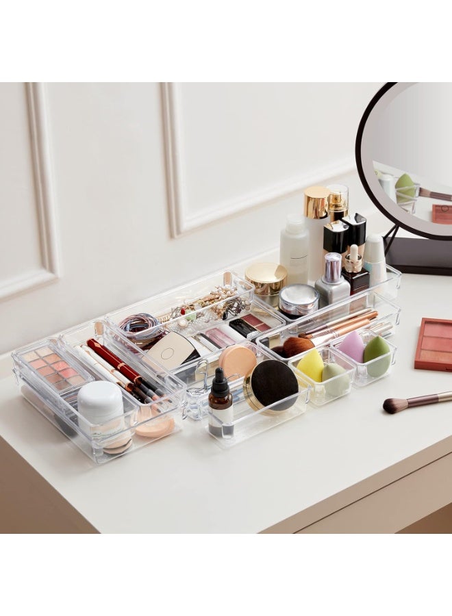 KITCHENOO Drawer Organizer Set, 11 Pieces, Clear Plastic, Office Drawer Dividers, Cabinet Storage Trays, - Image 5