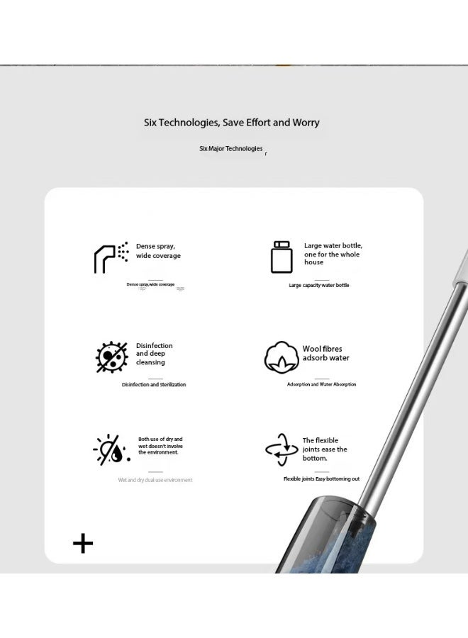 مسح رذاذ متعدد السطح - مسح تنظيف الأرضيات الجافة الرطبة مع زجاجة رذاذ قابلة لإعادة ملء ، رأس 360 درجة دوار لأرضيات بلاط الخشب الصلب (HX-P8) - Image 3