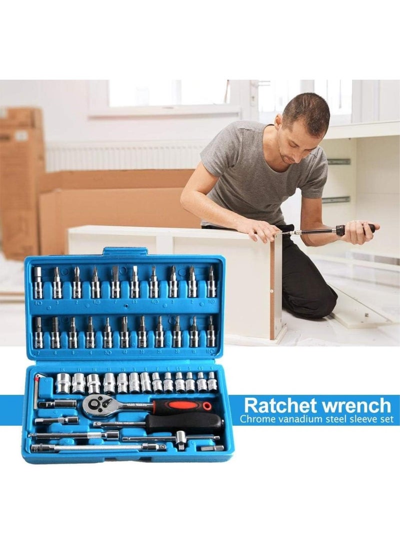 GGOOT New 46pcs Wrench Set Hardware Wrench Screwdriver Ratchet Wrench Set Kit Auto Repair Tools Combination Hand Tool Sets - Image 4