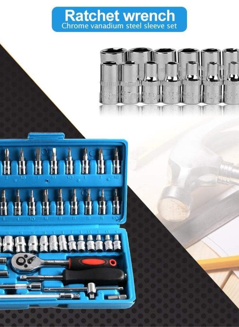 GGOOT New 46pcs Wrench Set Hardware Wrench Screwdriver Ratchet Wrench Set Kit Auto Repair Tools Combination Hand Tool Sets - Image 3