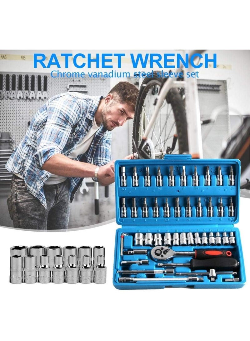 GGOOT New 46pcs Wrench Set Hardware Wrench Screwdriver Ratchet Wrench Set Kit Auto Repair Tools Combination Hand Tool Sets - Image 2
