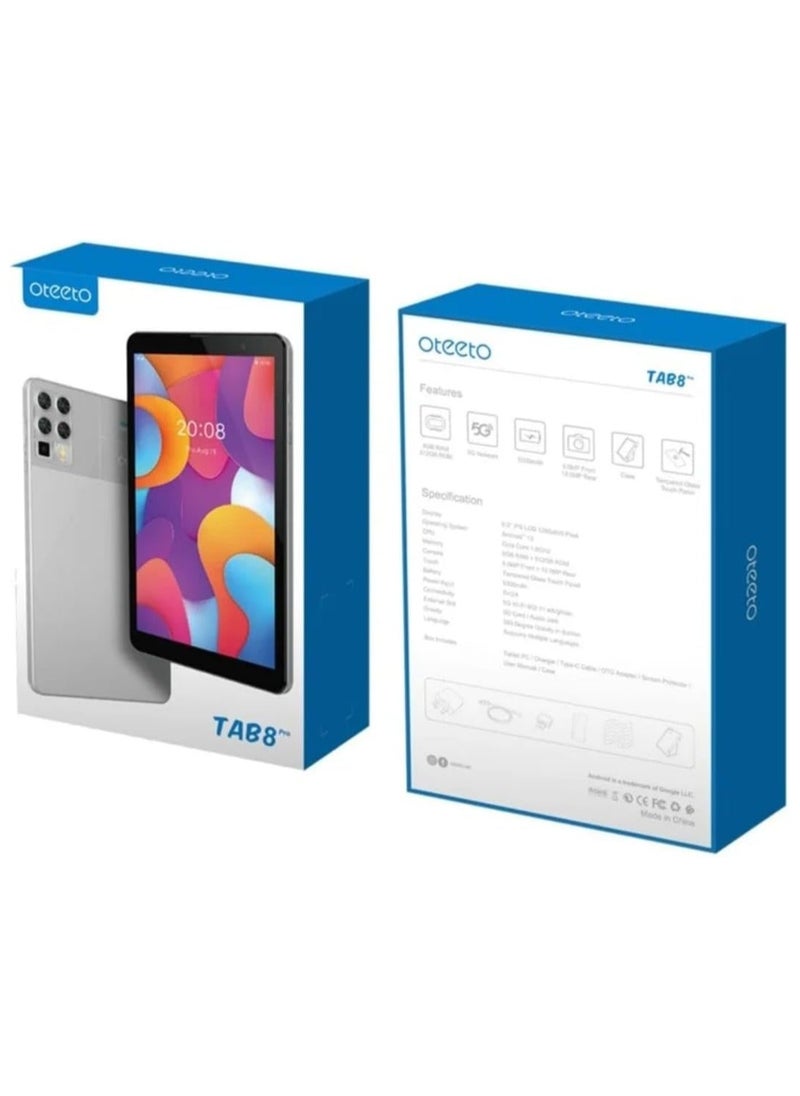 Tab 8 Pro 5G Android Tablet, 8 inch Display, 8 GB RAM, 512 GB ROM, 6000 mAh Battery, 5.0 MP Front, 13.0 MP Rear Camera, Gray