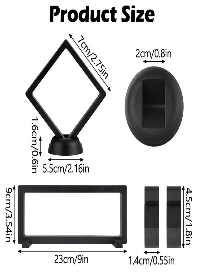 DIBALIYI 6 Pcs 3D Floating Display Case, Clear PE Film Jewelry Storage Box, Challenge Coins Display Holder Frame for Ring Necklace Shell Stamp Specimens Rocks, Black, 3.5 x 9X 0.8 in, 2.7 x 2.7 x 0.8 in - Image 4