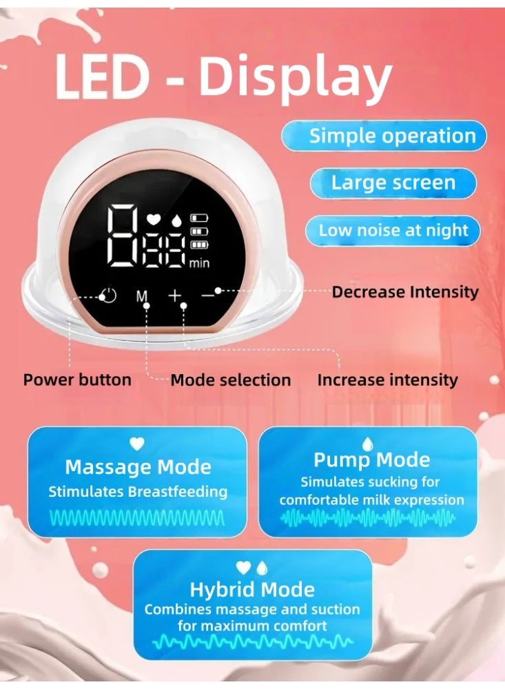 Bolivia's Portable Hands Free Ergonomic Electric Breast Pump With LCD Display BPA Free 3 Modes 9 Levels With 10 Pcs Breastmilk Storage Bags - Image 2