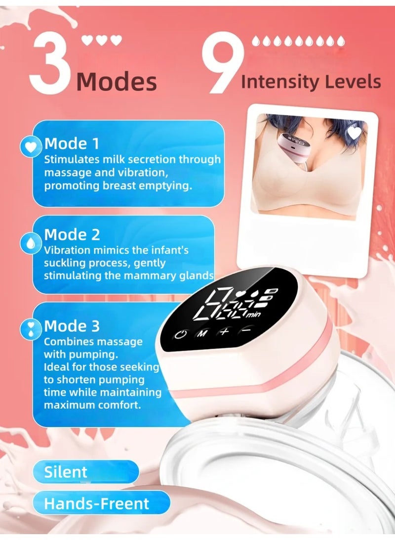Bolivia's Portable Hands Free Ergonomic Electric Breast Pump With LCD Display BPA Free 3 Modes 9 Levels With 10 Pcs Breastmilk Storage Bags - Image 3