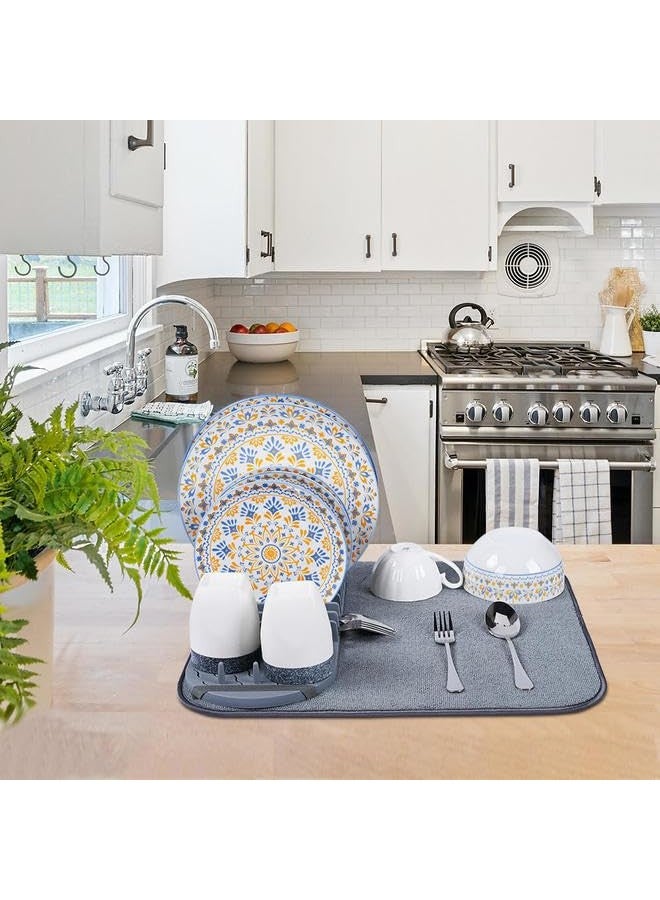 Home-Cloud HomeCloud Dish Drying Rack/ Plate Rack with Microfiber Stretch Elastic Band Dish Mat - Thickened PP Material, Space-Saving and Lightweight Design for Effortless Storage (Gray) - Image 3