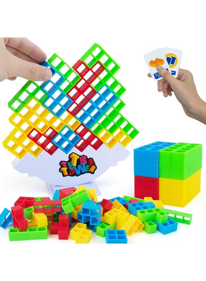 Goyal's Tetra Tower Game 32 Pcs (4 Different Shapes) Stack Tower Blocks with 22 Cards, Swing Stack Balance Building Block Interactive STEM Toy - Image 1