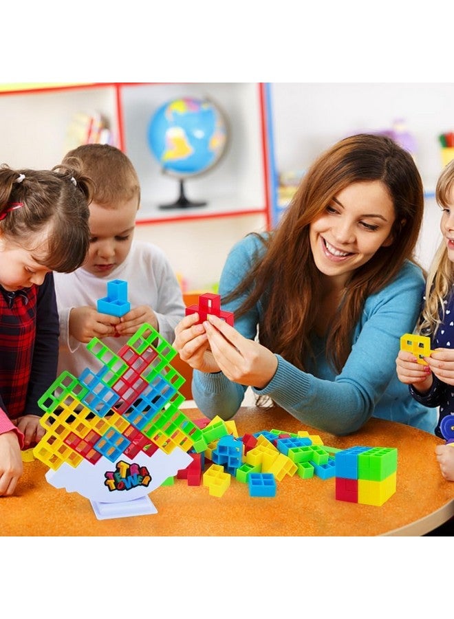 Goyal's Tetra Tower Game 32 Pcs (4 Different Shapes) Stack Tower Blocks with 22 Cards, Swing Stack Balance Building Block Interactive STEM Toy - Image 2