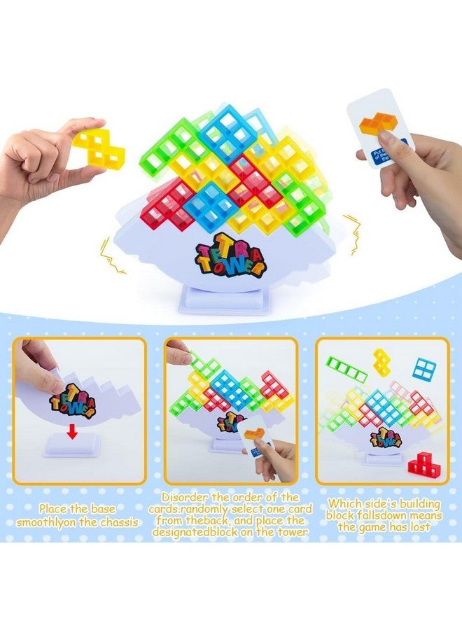 Goyal's Tetra Tower Game 32 Pcs (4 Different Shapes) Stack Tower Blocks with 22 Cards, Swing Stack Balance Building Block Interactive STEM Toy - Image 3