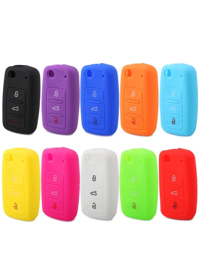 Blue 3 Button Silicone Car Key Case Cover Compatible with Multiple Models - Image 1