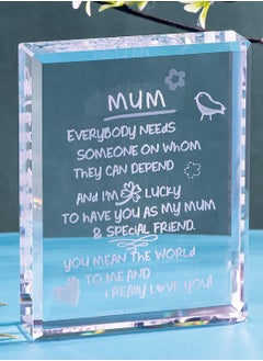 RARELY Gift for Mum Birthday Engraved Crystal Blocks Mum I Love You Present for Mother's Day Birthday from Son and Daughter (with Heart Pattern)  - Image 1