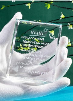 RARELY Gift for Mum Birthday Engraved Crystal Blocks Mum I Love You Present for Mother's Day Birthday from Son and Daughter (with Heart Pattern)  - Image 2