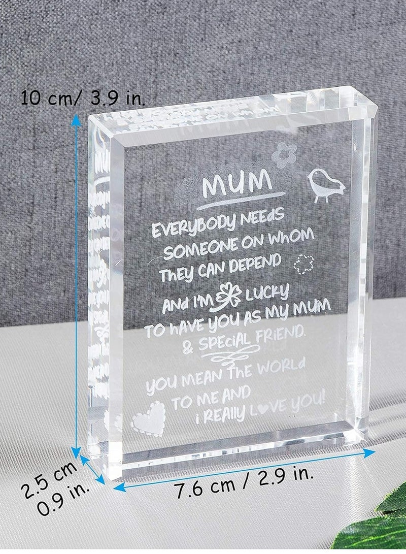 RARELY هدية لعيد ميلاد الأم، كتل كريستالية منقوشة لأمي أحبك هدية لعيد ميلاد الأم من الابن والابنة (مع نمط قلب) - Image 3