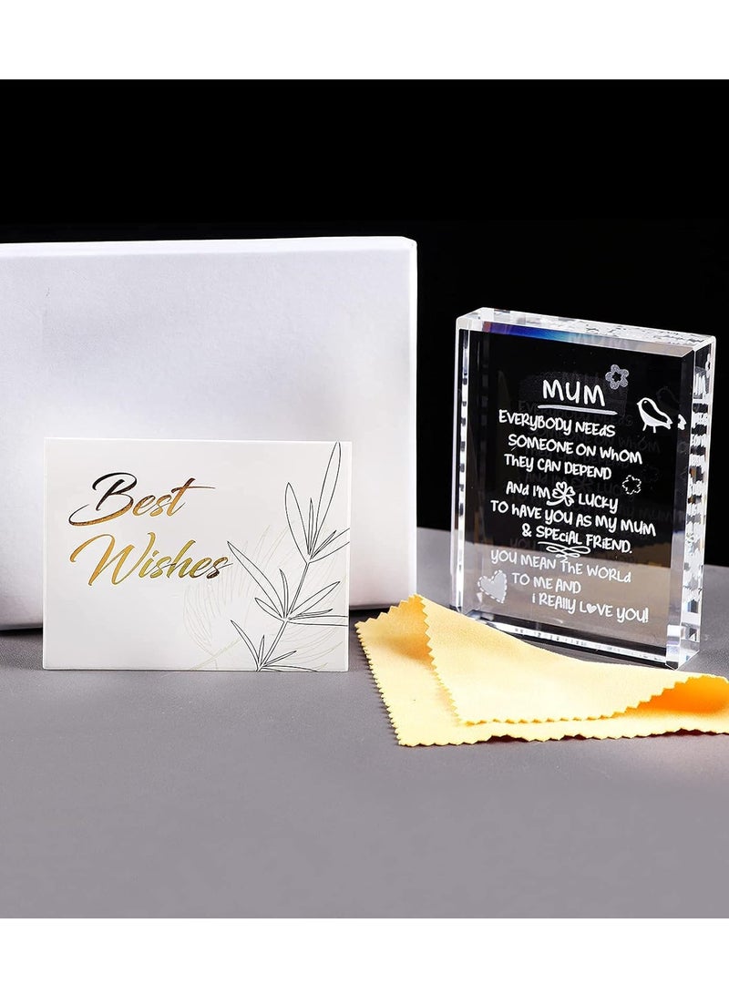 RARELY هدية لعيد ميلاد الأم، كتل كريستالية منقوشة لأمي أحبك هدية لعيد ميلاد الأم من الابن والابنة (مع نمط قلب) - Image 4