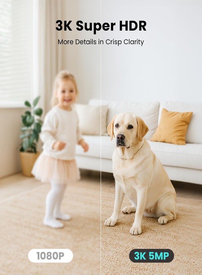 CAMSTRO 3K Indoor Security Camera, 360° Panoramic WiFi Camera for Home Security, 2.4/5GHz Pet Camera, Dog and Baby with Phone App, Night Vision, Audio - Image 2
