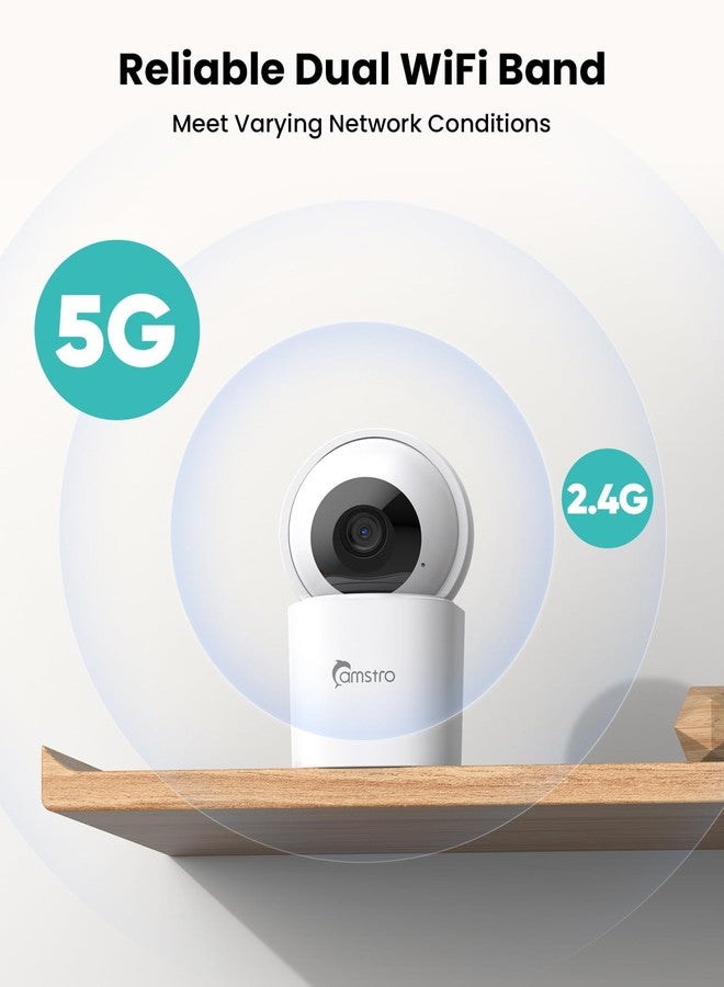 CAMSTRO 3K Indoor Security Camera, 360° Panoramic WiFi Camera for Home Security, 2.4/5GHz Pet Camera, Dog and Baby with Phone App, Night Vision, Audio - Image 3