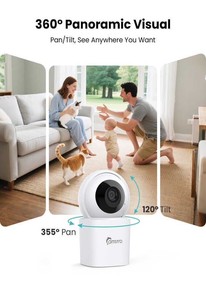 CAMSTRO 3K Indoor Security Camera, 360° Panoramic WiFi Camera for Home Security, 2.4/5GHz Pet Camera, Dog and Baby with Phone App, Night Vision, Audio - Image 4