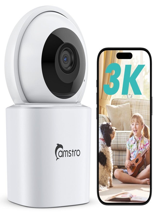 CAMSTRO 3K Indoor Security Camera, 360° Panoramic WiFi Camera for Home Security, 2.4/5GHz Pet Camera, Dog and Baby with Phone App, Night Vision, Audio - Image 1