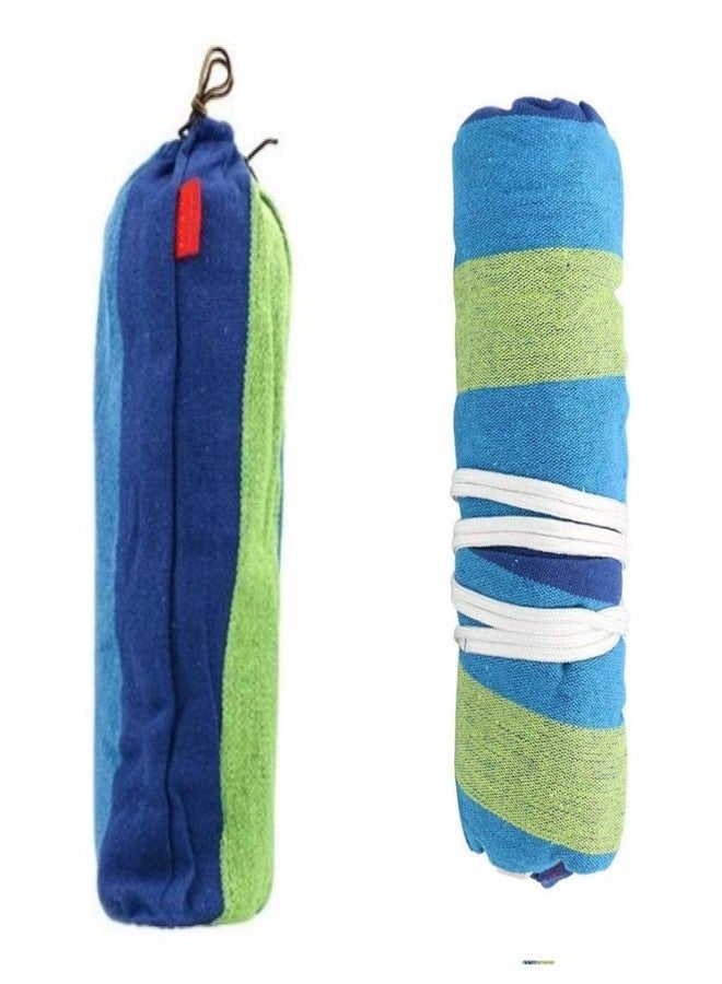 REIL RAID Outdoor Camping Canvas Fabric Portable Garden Hammocks Striped Ultralight Outdoor Beach Swing Bed with Strong Rope,Swing for Garden (280 * 100CM, Blue2) - Image 4