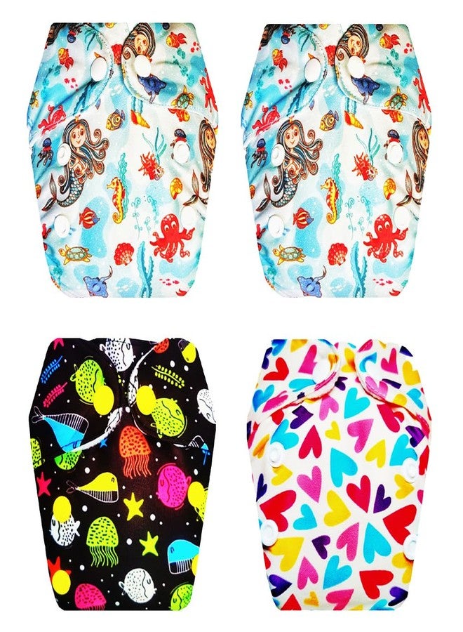 Dumbledo Premium Newborn Cloth Diaper with Integrated Insert (Pack of 4) | Snug Fit | Leakproof | Adjustable Snaps | All-Day Wear | 0 - 4 Months | Unisex Baby - Image 1