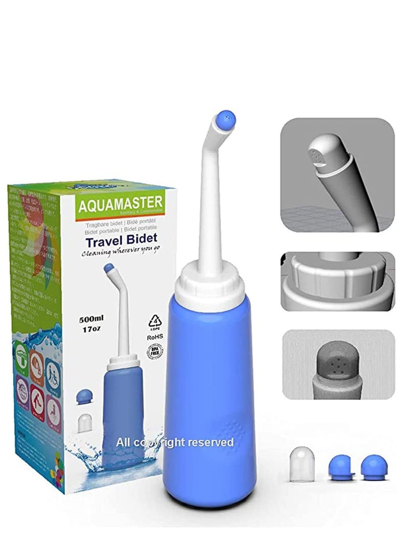 Travel Portable Shattaf Bidet Shower with 2 Nozzle+Extended Pipe - 500ml 17oz Travel Bidet Bottle for Personal Clean Toilet Bidet Sprayer Postpartum Perineal Care-hemorrhoid Treatment Pregnant 2PCS - Image 4