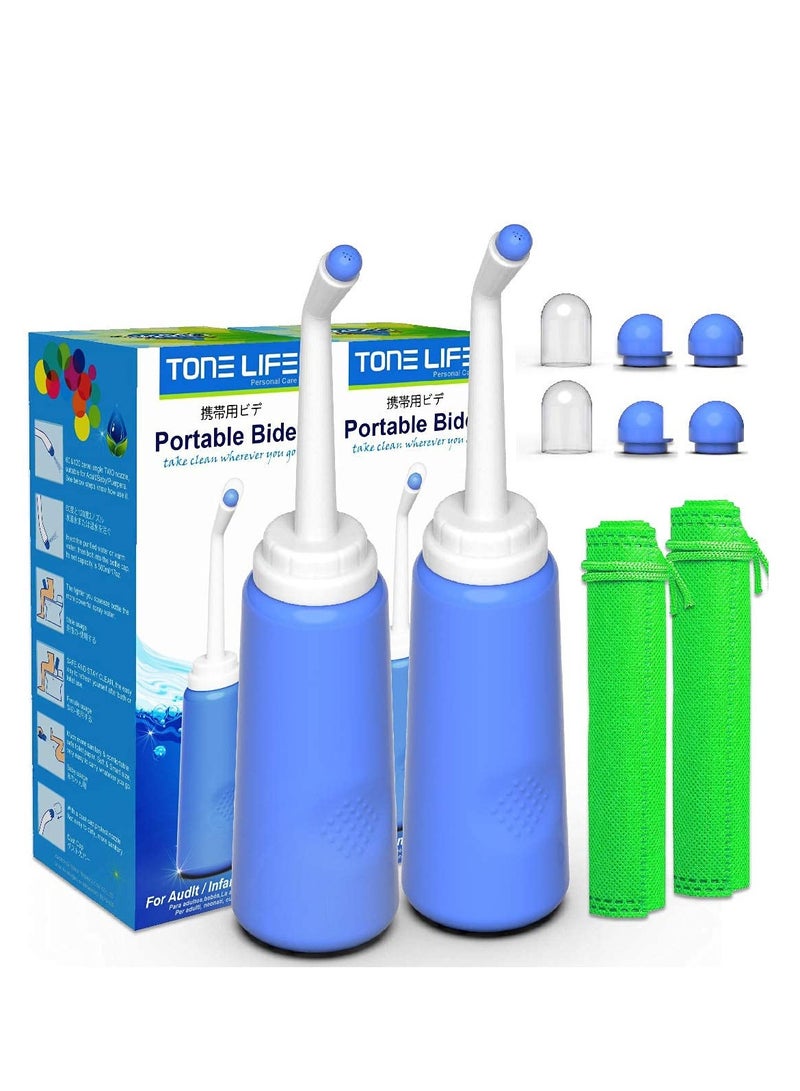 Travel Portable Shattaf Bidet Shower with 2 Nozzle+Extended Pipe - 500ml 17oz Travel Bidet Bottle for Personal Clean Toilet Bidet Sprayer Postpartum Perineal Care-hemorrhoid Treatment Pregnant 2PCS - Image 1