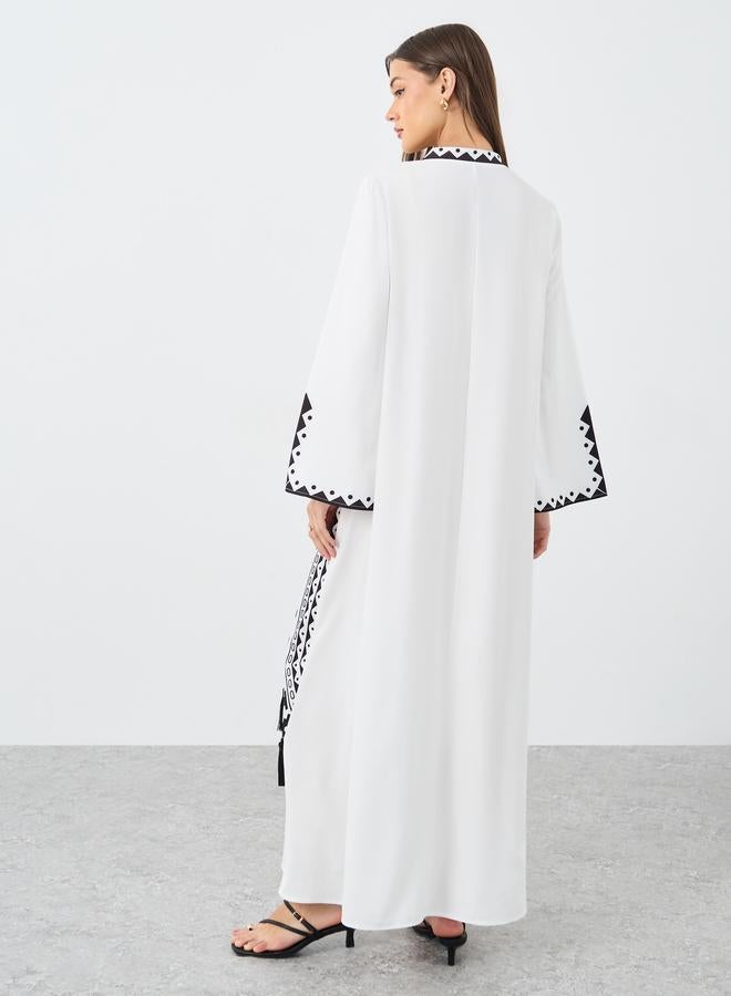 Styli Tassel Trim Printed Jalabiya - Image 5