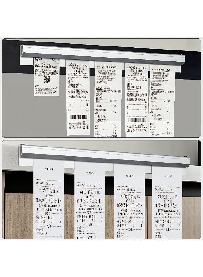 حامل تذاكر مطعم 2 قطع – رف طلبات ألمنيوم بطول 30 سم، حامل إيصالات منزلق متين، مقاوم للماء والصدأ والتآكل، تثبيت سهل للتذاكر للمطبخ والمقهى والبار والمكتب - Image 2