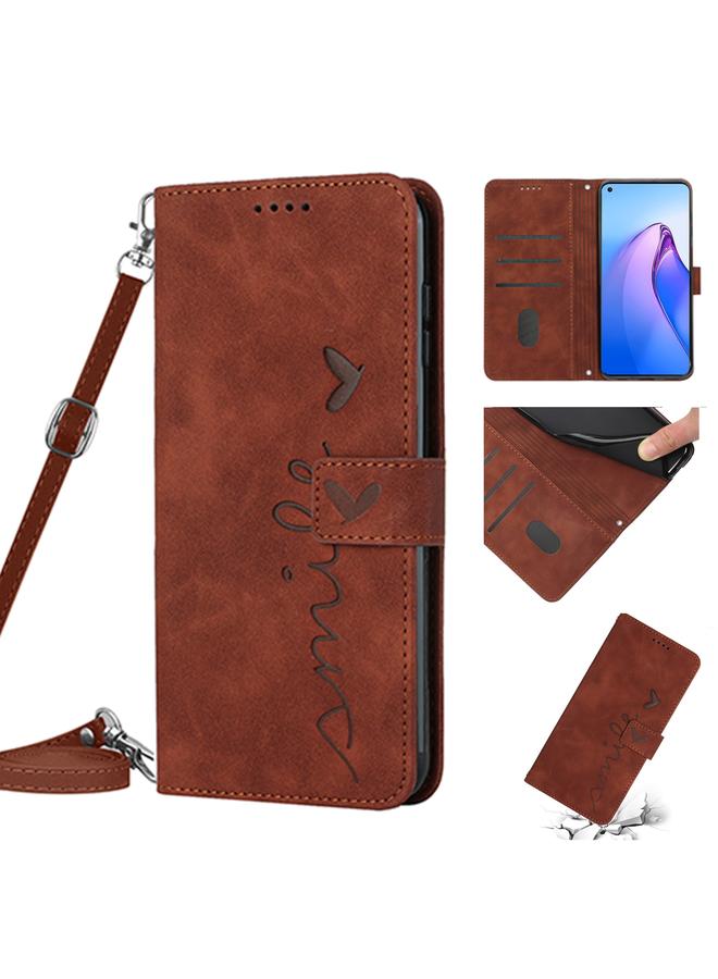 اس-توب جراب هاتف من الجلد بتصميم قلب مع حبل لهاتف OPPO Reno8 5G/Reno8 5G - Image 1