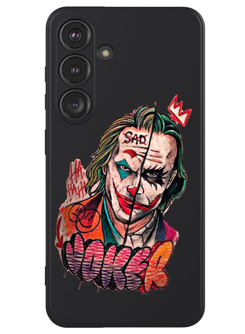 Theodor Protective Slim Fit Case Liquid Silicone Cover with Full Body Protection Anti-Scratch Shockproof Case For Samsung Galaxy S24 (Black) - Joker - Image 1