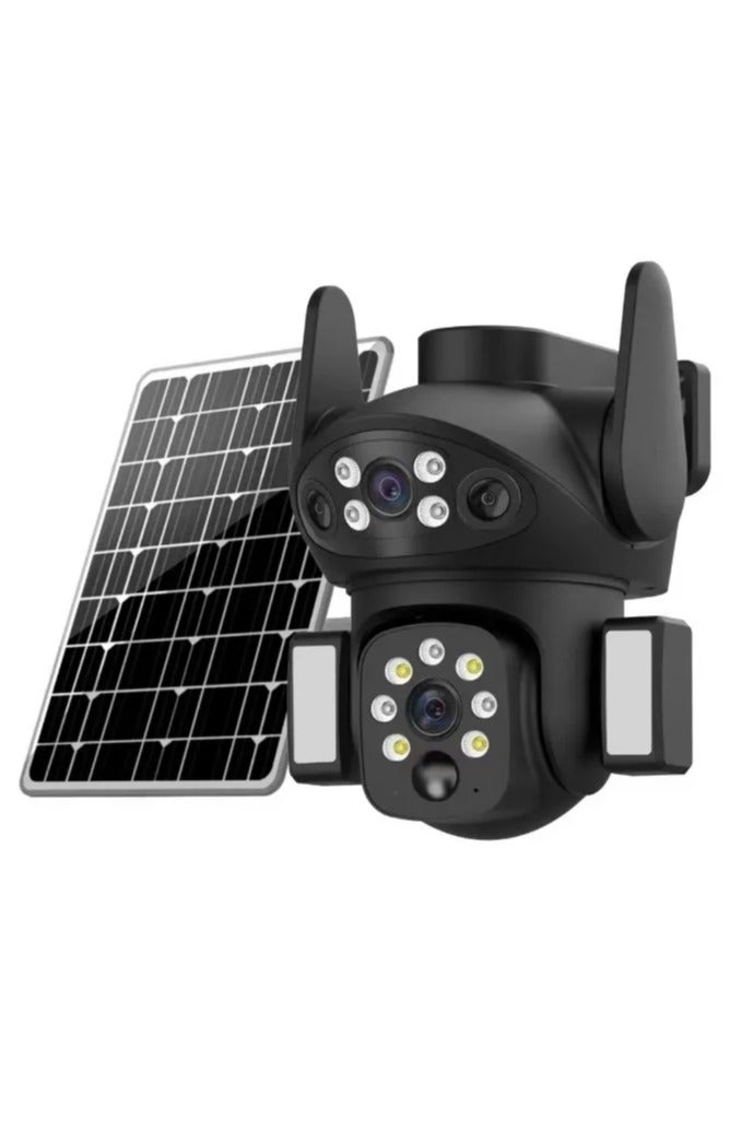 شوبيت كاميرا أمان PTZ ذكية تعمل بالطاقة الشمسية V380 Pro مزودة بخاصية التتبع التلقائي للواي فاي وكاميرا أمان خارجية PTZ 4G، وتدليك إنذار، ومقاومة للماء IP66، ودعم تخزين TF والسحابة GSM CCTV وكاميرا مراقبة أمنية - Image 1