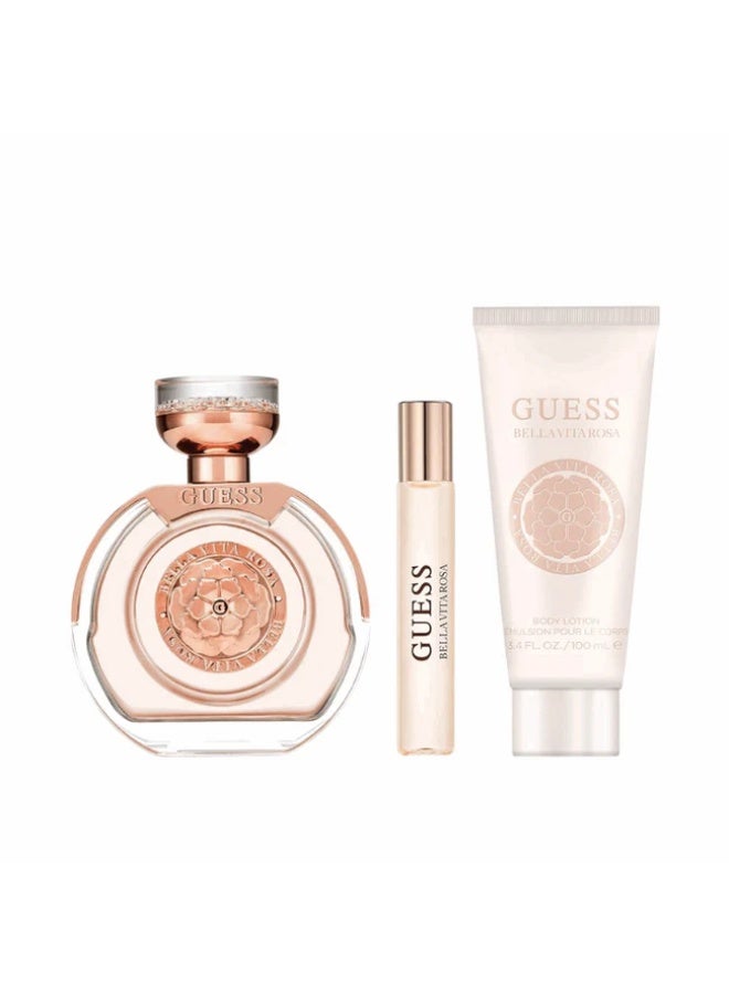 GUESS Bella Vita Rosa Gift Set for Woman EDT 100ml+15ml (Travel Spray)+Body Lotion 100ml+Branded Pouch - Image 3