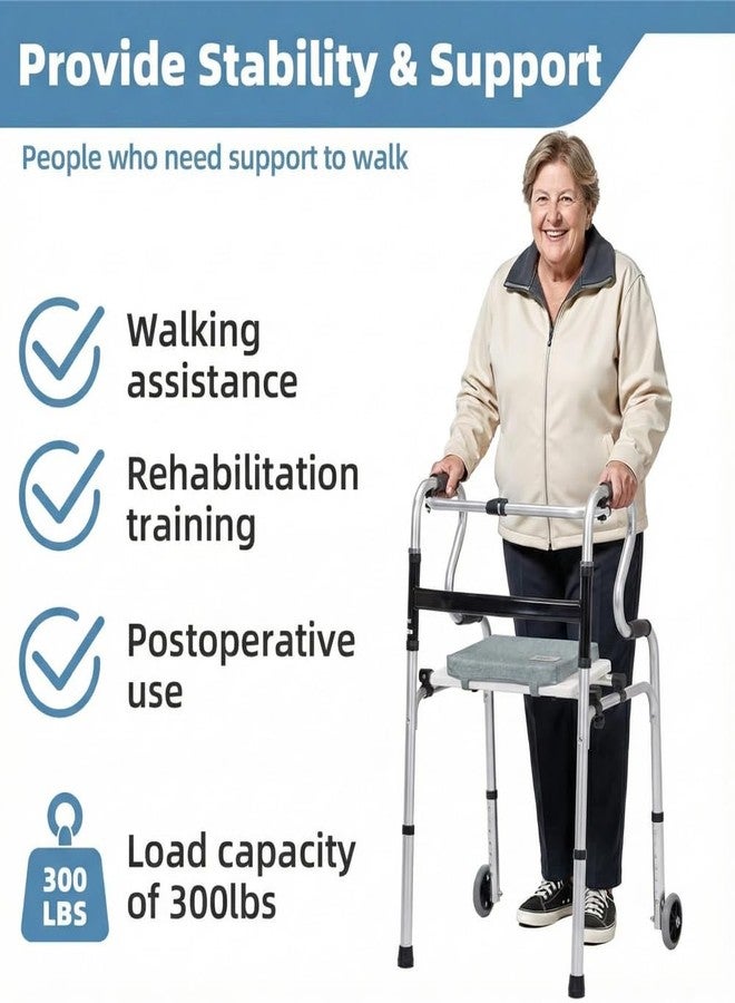 Elfzone Seat for Walker - with Sponge Cushion，Universal Walker Rest Seat for Attachable Seat Folding, Maximum Weight Capacity of 250 Pounds - Image 3