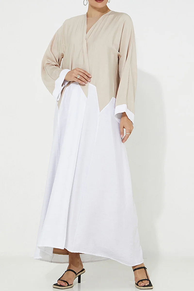 Moistreet Colorblock Flared Sleeve Abaya