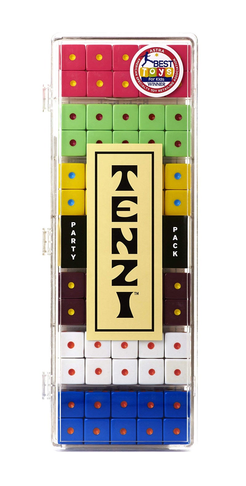 TENZI Party Pack Dice Game - A Fun, Fast Frenzy for The Whole Family - 6 Sets of 10 Colored Dice with Storage Case - Colors May Vary - Image 1