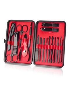 NQOOH Professional Stainless Steel Nail Clipper Set with Leather Case 18 Piece Personal Grooming Kit  - Image 1
