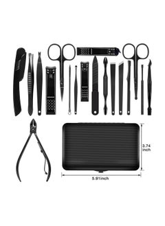 NQOOH Professional Stainless Steel Nail Clipper Set with Leather Case 18 Piece Personal Grooming Kit  - Image 2