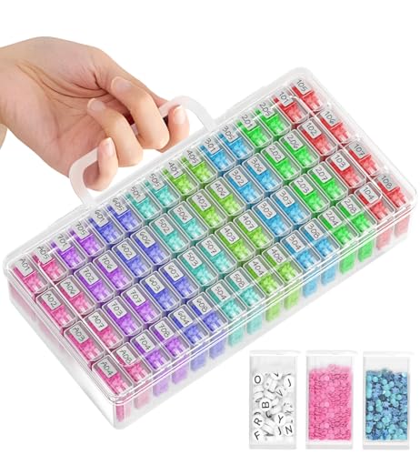ARTDOT 64 Jars Storage Containers for Diamond Art Kits for Adults, Portable Storage Organizer with Sticker Labels for Diamond Painting Accessories and Tools - Image 1
