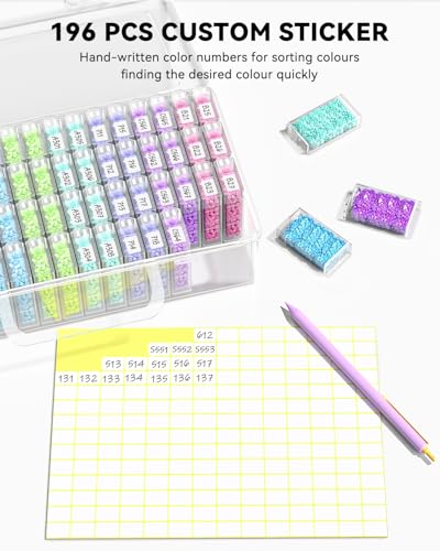 ARTDOT 64 Jars Storage Containers for Diamond Art Kits for Adults, Portable Storage Organizer with Sticker Labels for Diamond Painting Accessories and Tools - Image 5