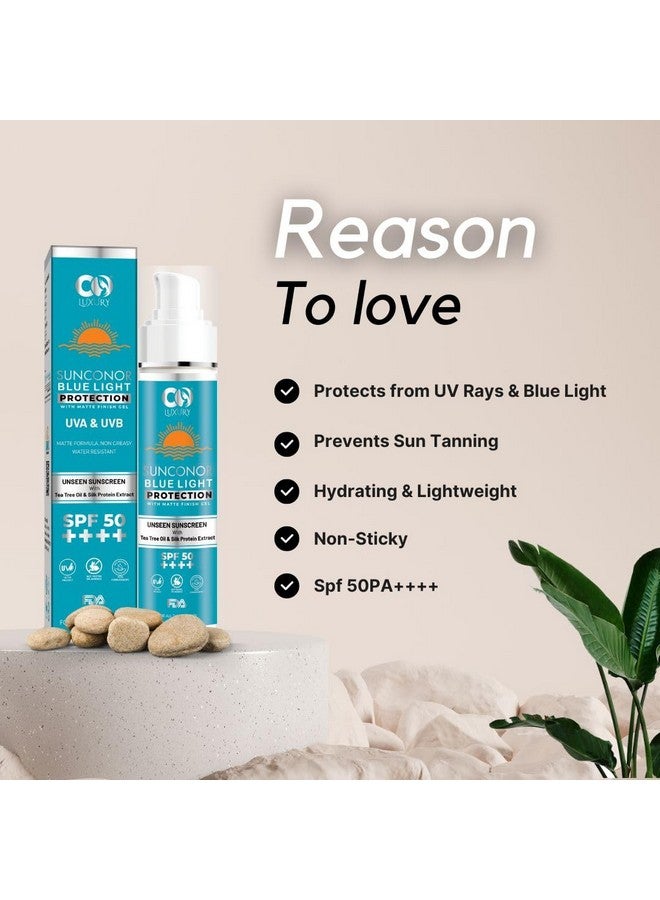 CO Luxury Sunscreen SPF 50 PA++++ | UVA/B & Blue Light Protection for Men & Women | Oily, Dry, Sensitive & Combination Skin | Water Resistant | 50gm - Image 3