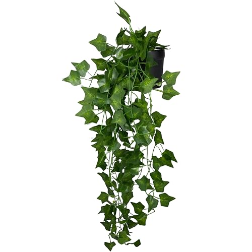 Tdas Artificial Plants with Pot Leaves Hanging Ivy Garlands Plant Greenery Vine Creeper Home Decor Door Wall Balcony Decoration Party Festival Craft (2 Pcs Money Plants) Plastic - Image 1