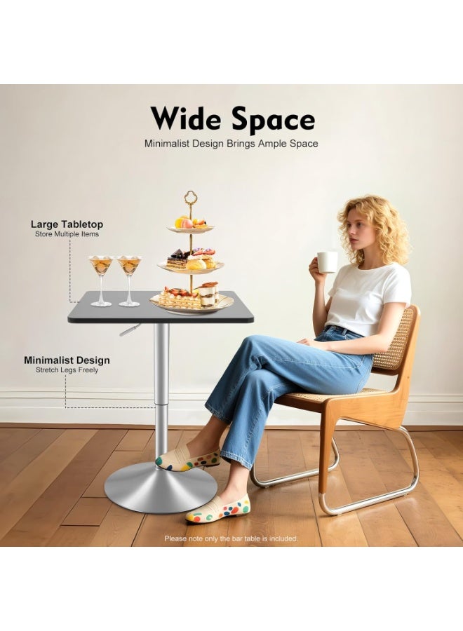 AL WADI FURNITURE Tidi Modern Height Adjustable Rotating Square Bar Table, Black MDF Top & Chrome Stylish Base - Image 5