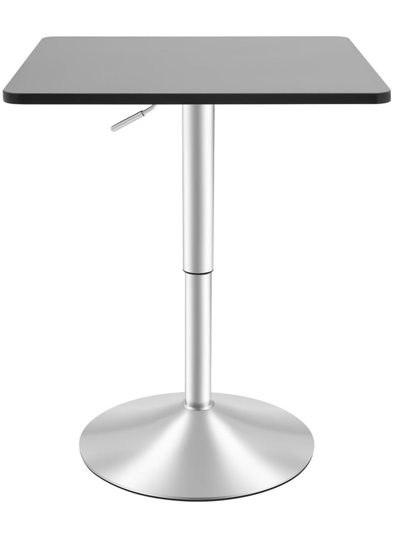AL WADI FURNITURE Tidi Modern Height Adjustable Rotating Square Bar Table, Black MDF Top & Chrome Stylish Base - Image 1