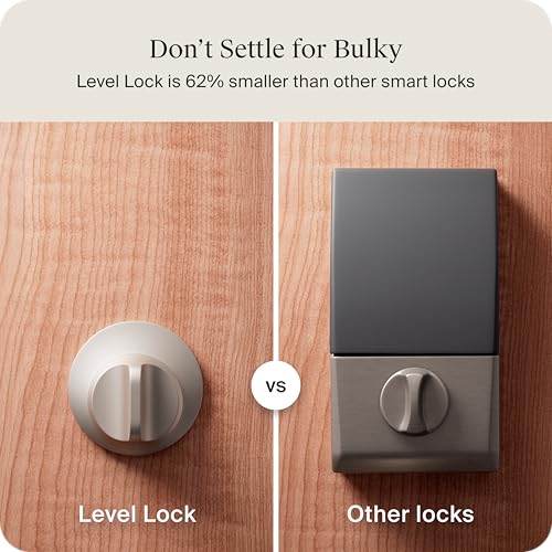 Level Lock Smart Lock Worlds Smallest Most Beautifully Designed MatterOverThread Deadbolt Level App for iOS Android Works with Apple Home Satin Nickel - Image 3