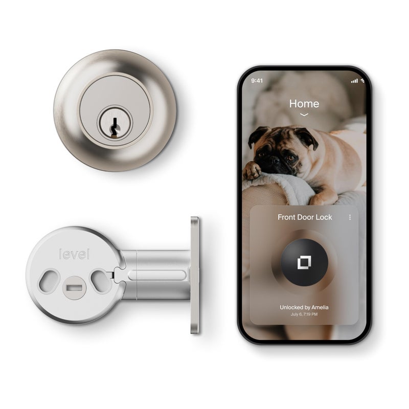 Level Lock Smart Lock Worlds Smallest Most Beautifully Designed MatterOverThread Deadbolt Level App for iOS Android Works with Apple Home Satin Nickel - Image 2