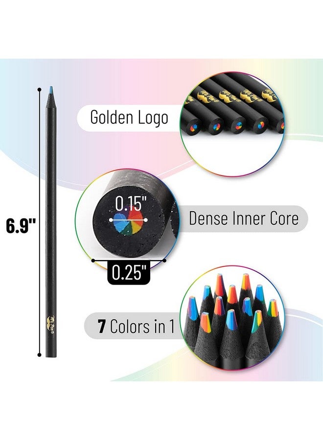 مستر. بين أقلام رصاص قوس قزح، عبوة من 12 قلمًا، 7 ألوان في قلم رصاص قوس قزح ملون مع مبراة، أقلام رصاص ممتعة للأطفال، أقلام رصاص قوس قزح للأطفال، أقلام ملونة للأطفال، أقلام ملونة للأطفال - Image 3