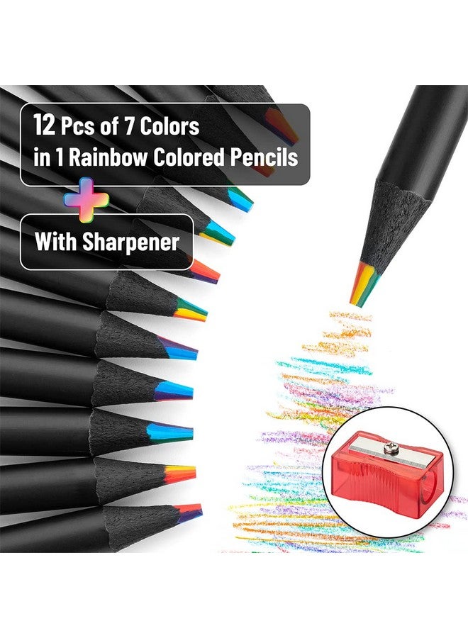 مستر. بين أقلام رصاص قوس قزح، عبوة من 12 قلمًا، 7 ألوان في قلم رصاص قوس قزح ملون مع مبراة، أقلام رصاص ممتعة للأطفال، أقلام رصاص قوس قزح للأطفال، أقلام ملونة للأطفال، أقلام ملونة للأطفال - Image 2