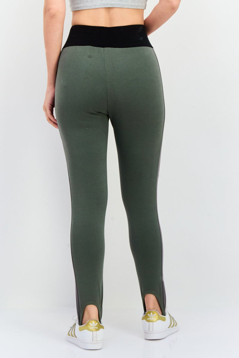 Lyle & Scott Women Embroidered Logo Footed Tights, Olive Combo - Image 3