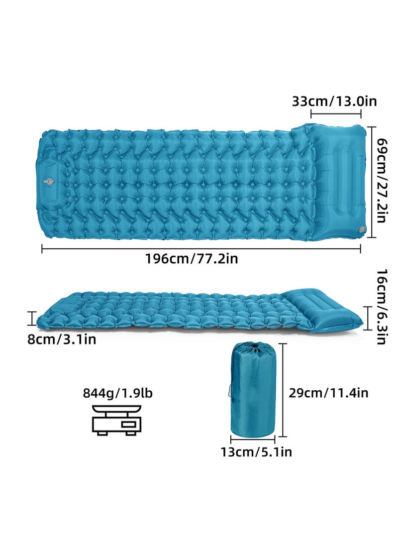 وسادة نوم للتخييم مع مضخة قدم مدمجة، مرتبة تخييم متينة مقاومة للماء، وسادة تخييم قابلة للنفخ، وسادة نوم مدمجة محمولة للتخييم، والسفر، والمشي لمسافات طويلة، وحقائب الظهر - Image 2